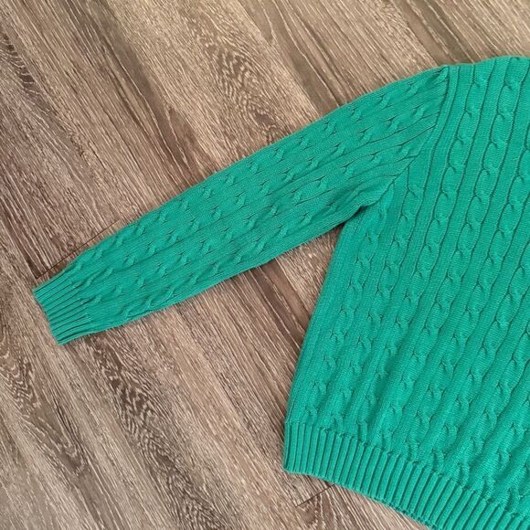 Ralph Lauren Green Cotton Cable Sweater - Picture 2 of 8